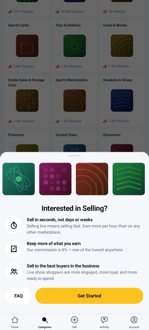 Seller onboarding sheet with transparent selling fees