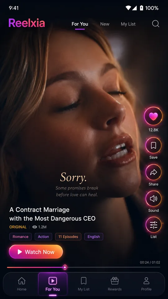 DramaBox clone For You feed playing a vertical 9:16 micro-drama episode with coin unlock overlay